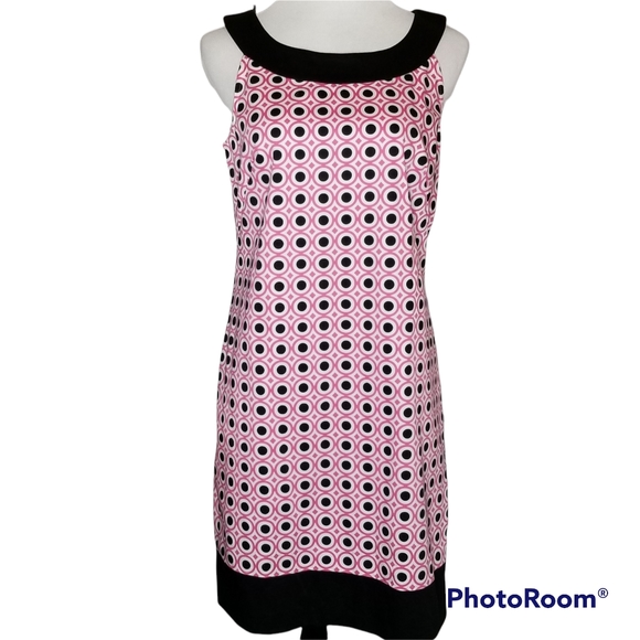 NEW YORK & CO Sheath Dress NWT Lightweight Sleeveless Pink Black Size 10 - Picture 7 of 7